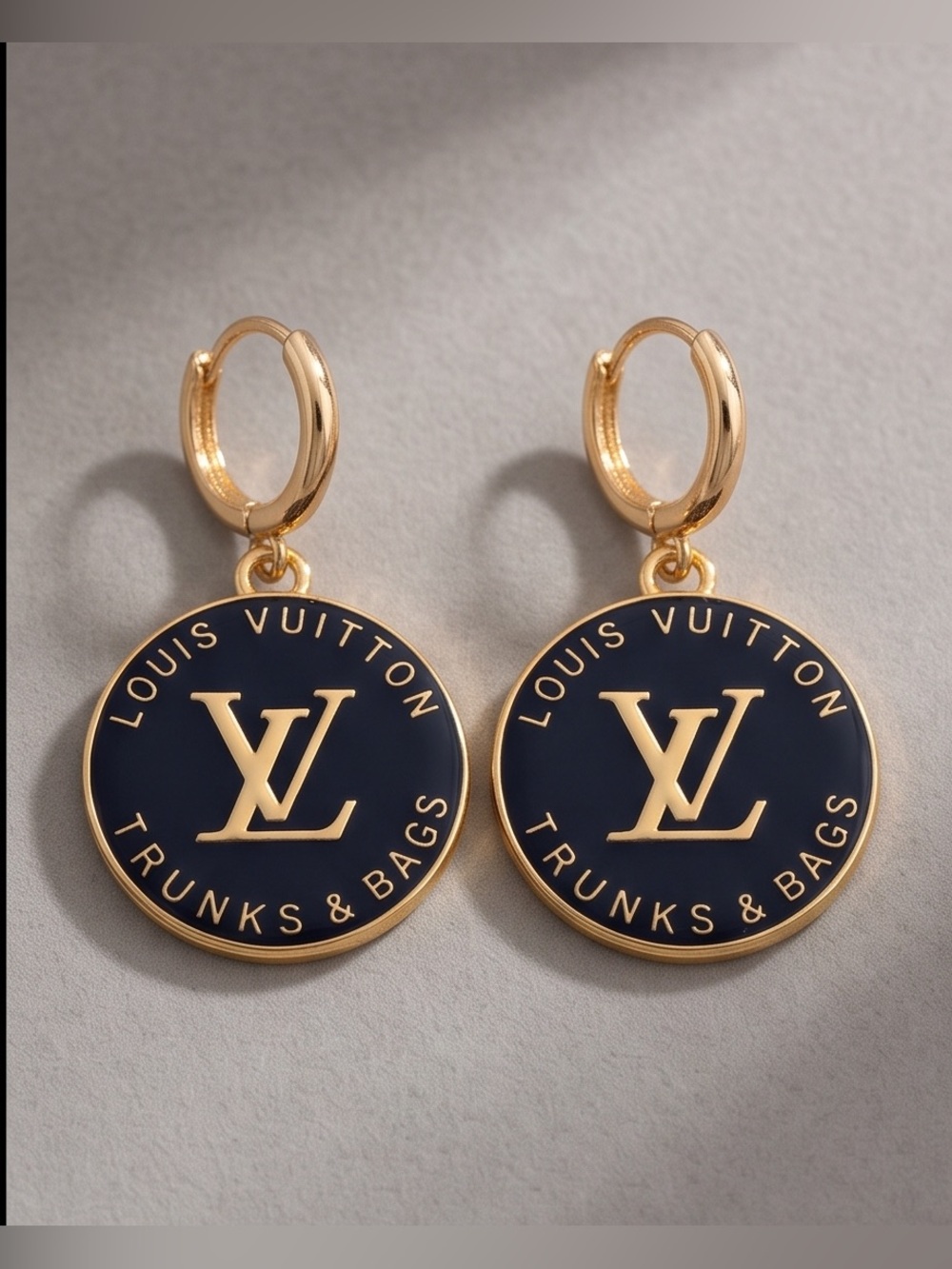 Unbranded black and Gold Disc Drop Earrings